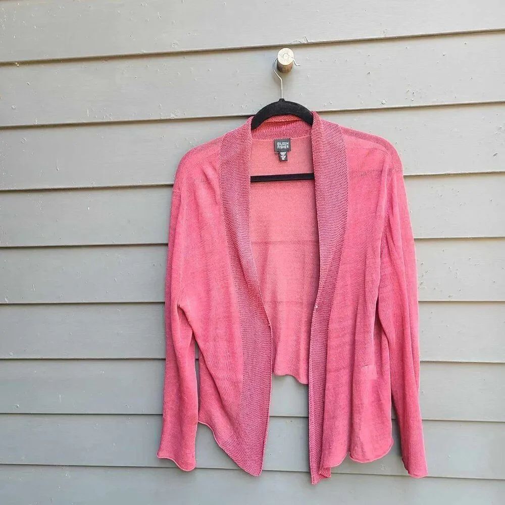 Eileen Fisher Rust Linen Blend Cardigan Sweater size XL